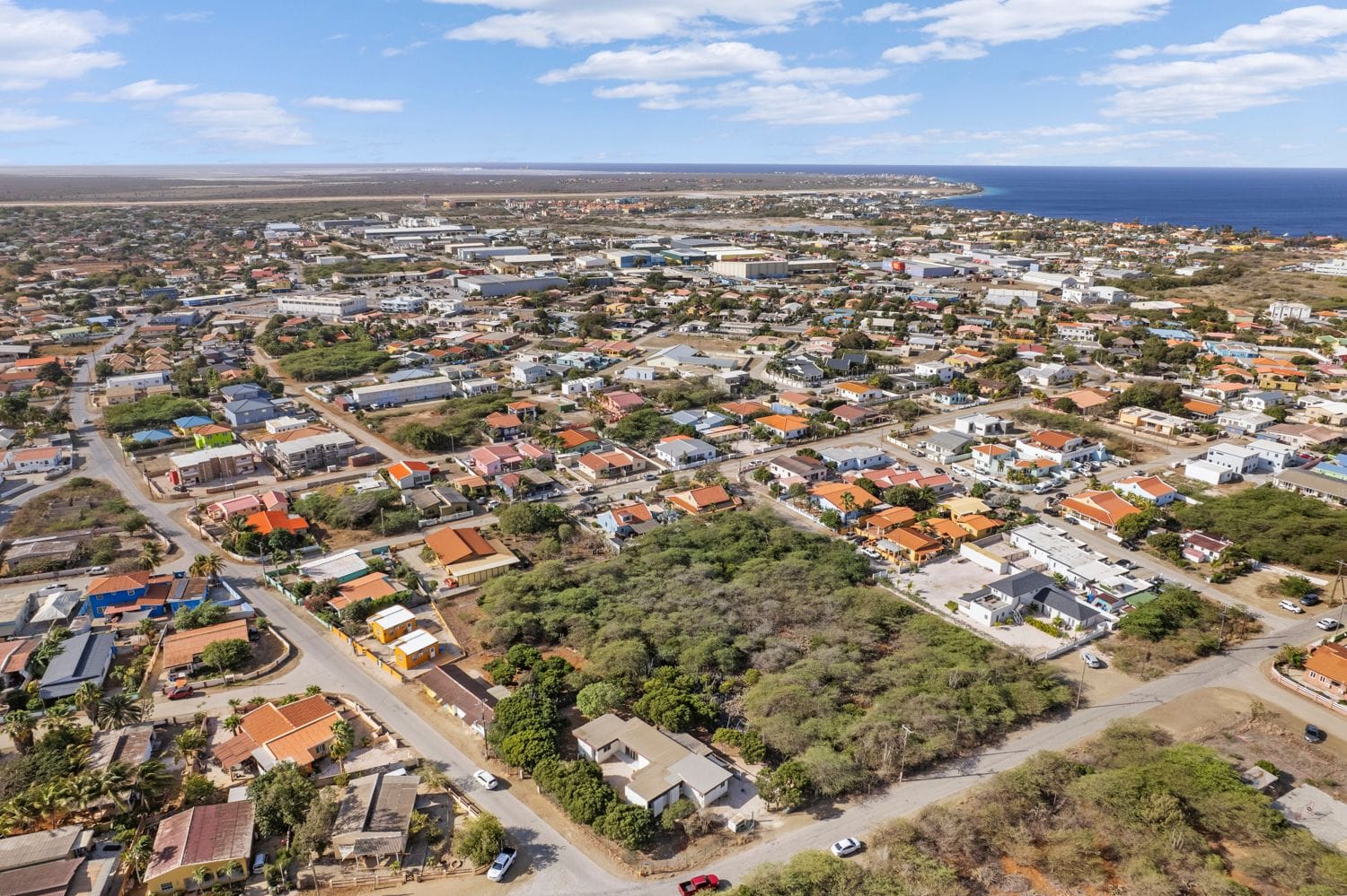 The neighbourhood and sea from above