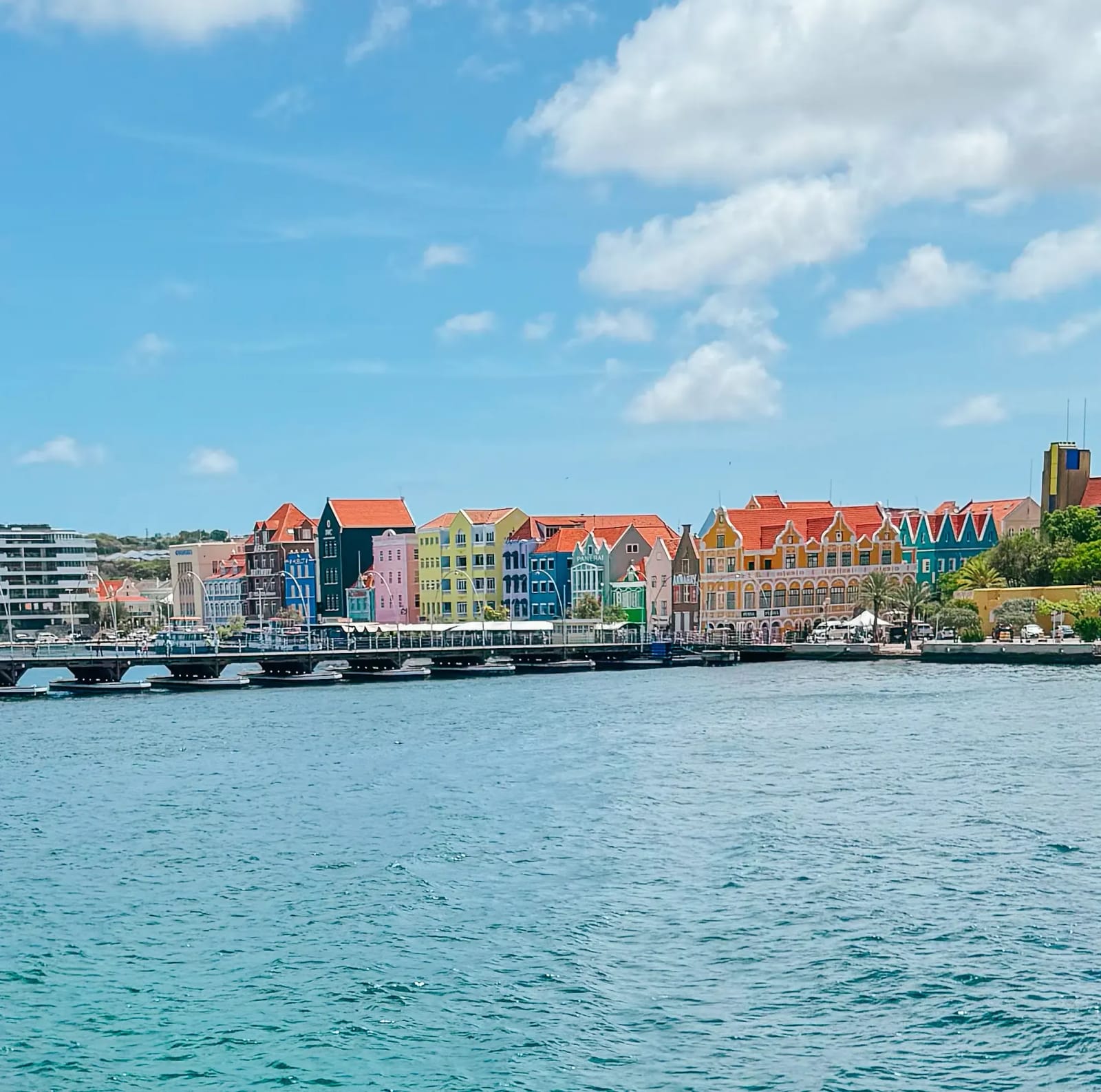 Gekleurde gevels van Willemstad aan de Handelskade